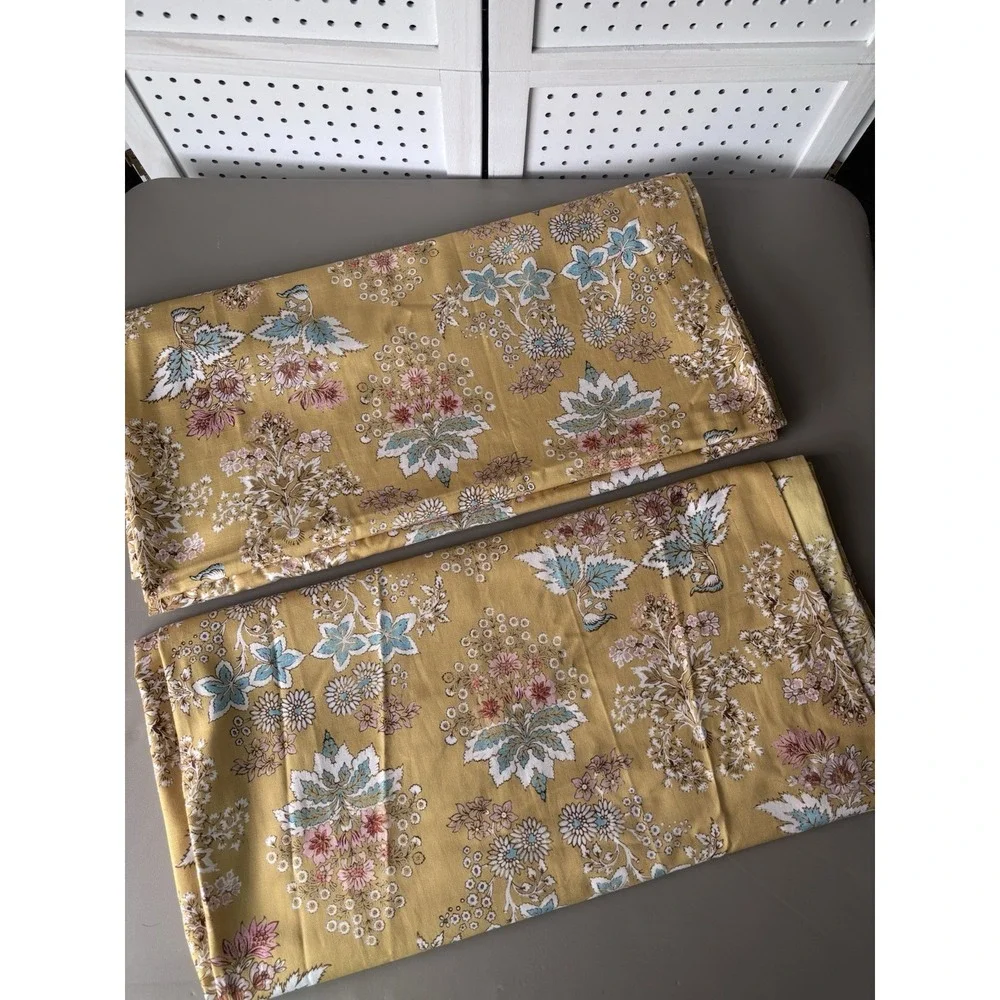 Maison D Hermine Curtain Panels Set/2 Cotton Marquise Yellow Floral 99.5x50